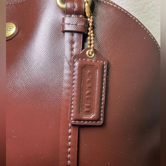 Coach Peyton Leather Cora Domed Satchel F25671 Brass/ Mahogany‎ - Picture 6 of 16